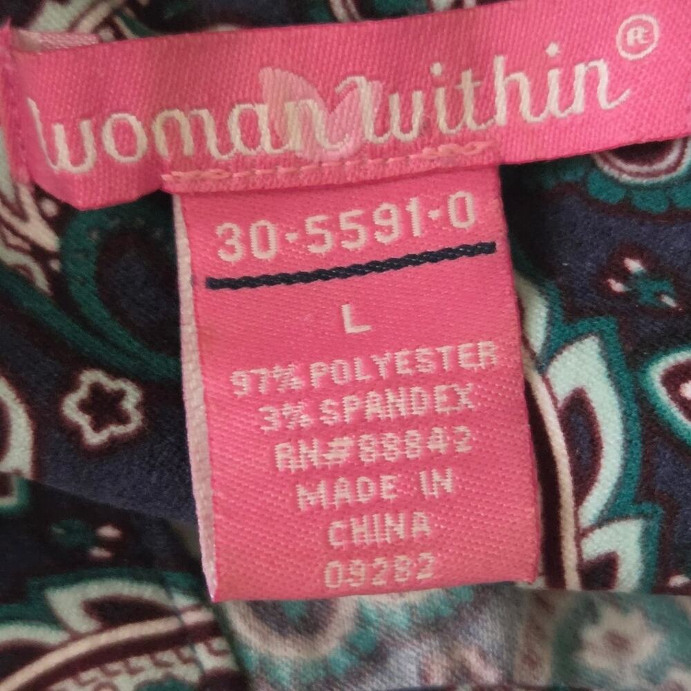 Pasley Print Collard Button Down Size Large - Picture 3 of 3